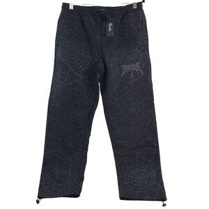 Primitive Spider Web Fleece Pants Black Drawstring Waist Size M New With Tags